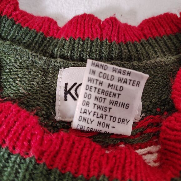 Vtg 90s Holiday Nordic Fair Isle Knit Sweater Retro Embroidered Preppy Small - Picture 7 of 7